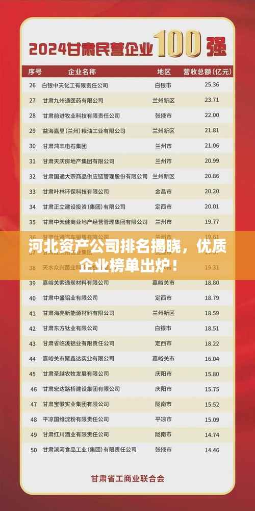 河北资产公司排名揭晓,优质企业榜单出炉!